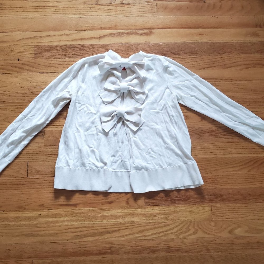 White Cotton Sweater with Bows in back
